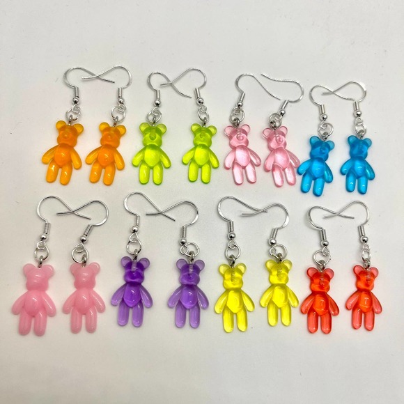 Gummy Bear Earrings - Rainbow Colors - Mini Bear Earrings - Teddy Bear Earrings - Picture 1 of 10